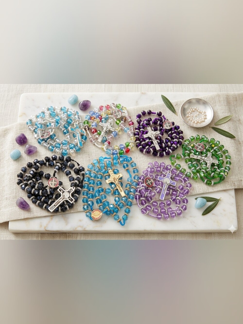 Crystal Beaded Rosary Necklace - 6 Styles Available